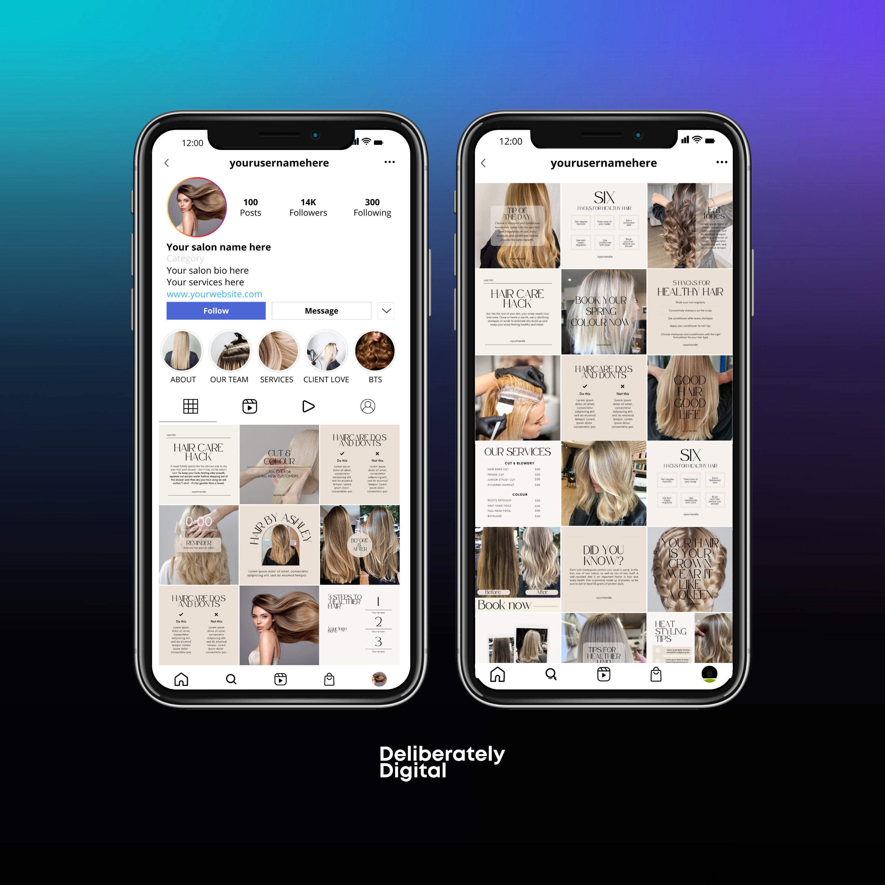 Hair Salon Templates, Hair Stylist Canva Templates, Hair Social Media ...