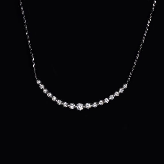 1カラット天然ダイヤモンドペンダントネックレス 18Kホワイトゴールド