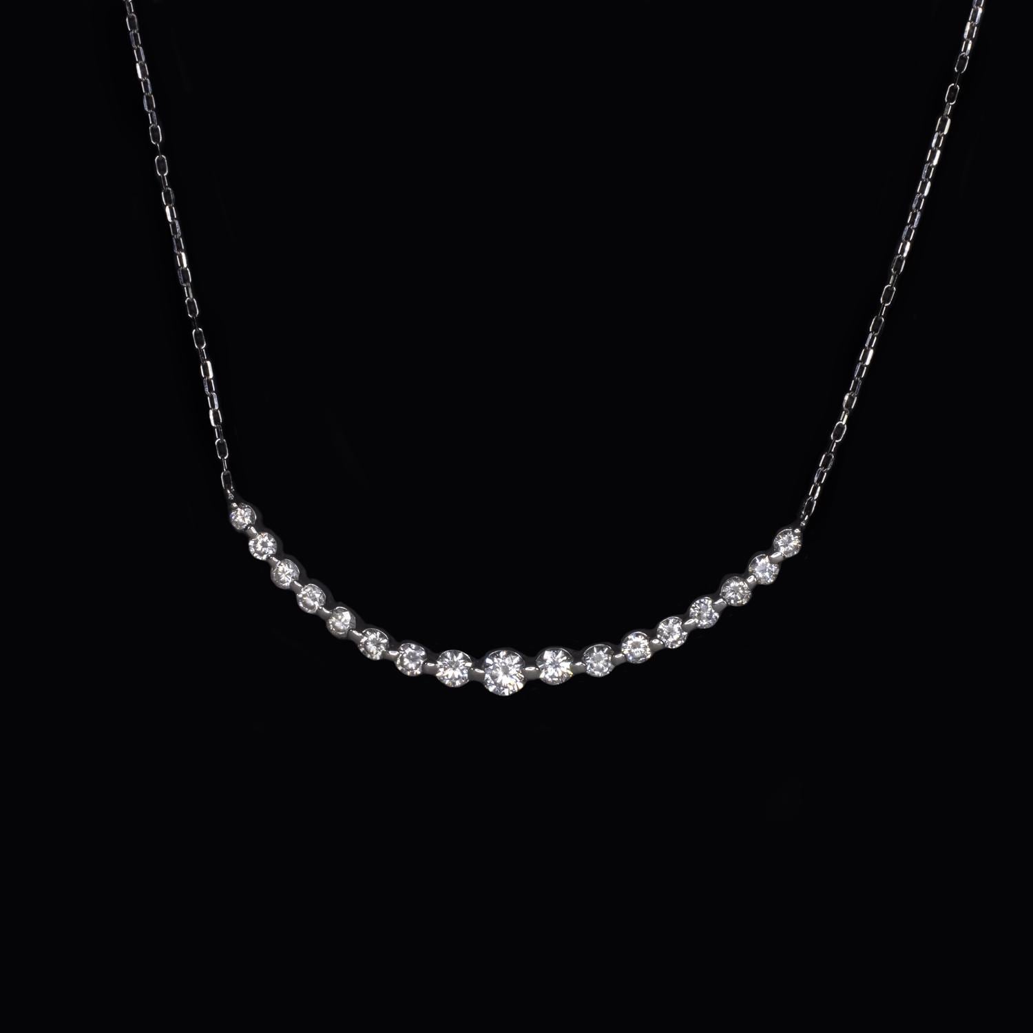 1カラット天然ダイヤモンドペンダントネックレス 18Kホワイトゴールド