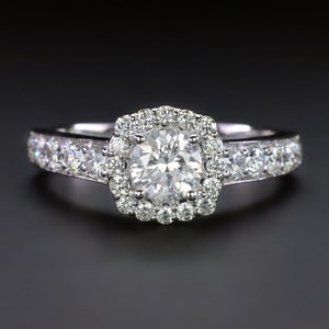 Natural Diamond Halo Engagement Ring 1.5Ctw Very Good Round Cut 14K White Gold (17600)