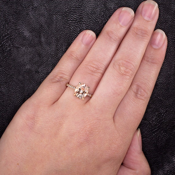 Morganite engagement ring on hand deals