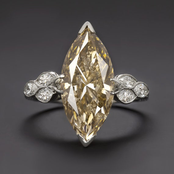 5 Carat GIA Certified Marquise Diamond Vintage Eng