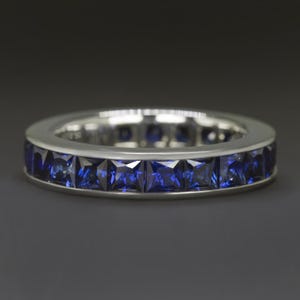 4 Karat Art Deco Saphir Eternity Ring Vintage Ehering 18K Weißgold 4Ct (24749)