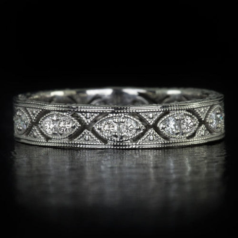 Art Deco Eternity Diamond Wedding Band Stackable Vintage