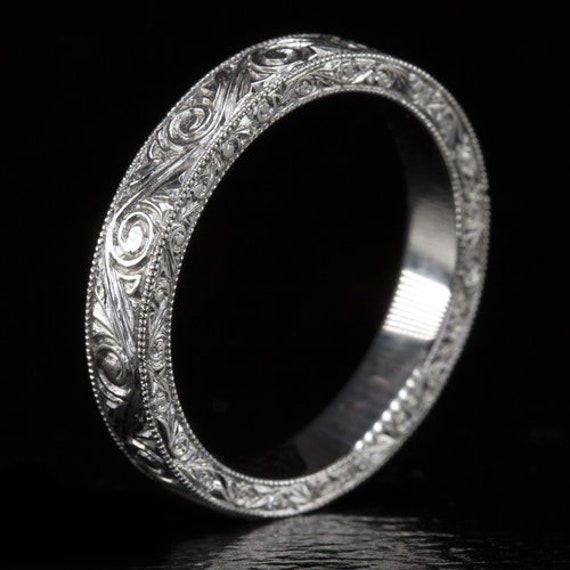 Vintage Hand Engraved Wedding Band 