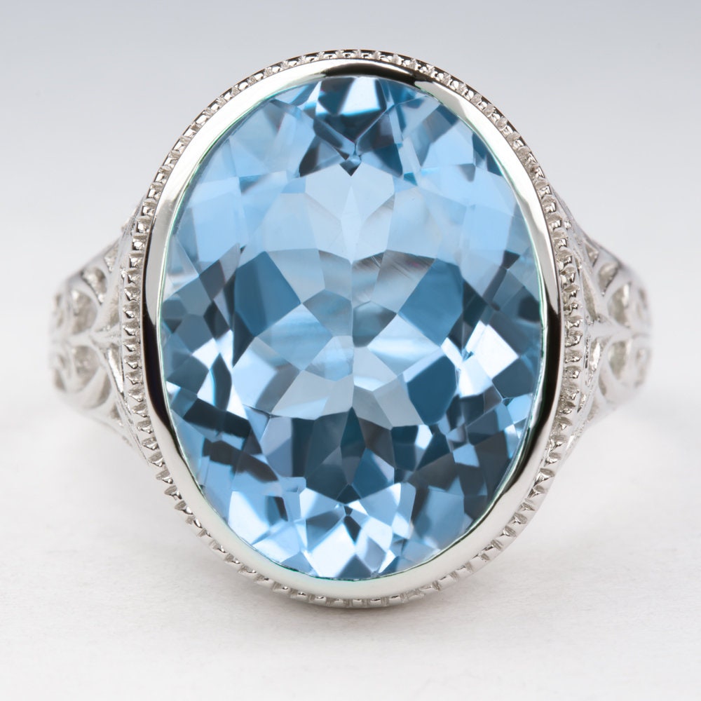 スイスブルートパーズ スターリングシルバーリング ヴィンテージ