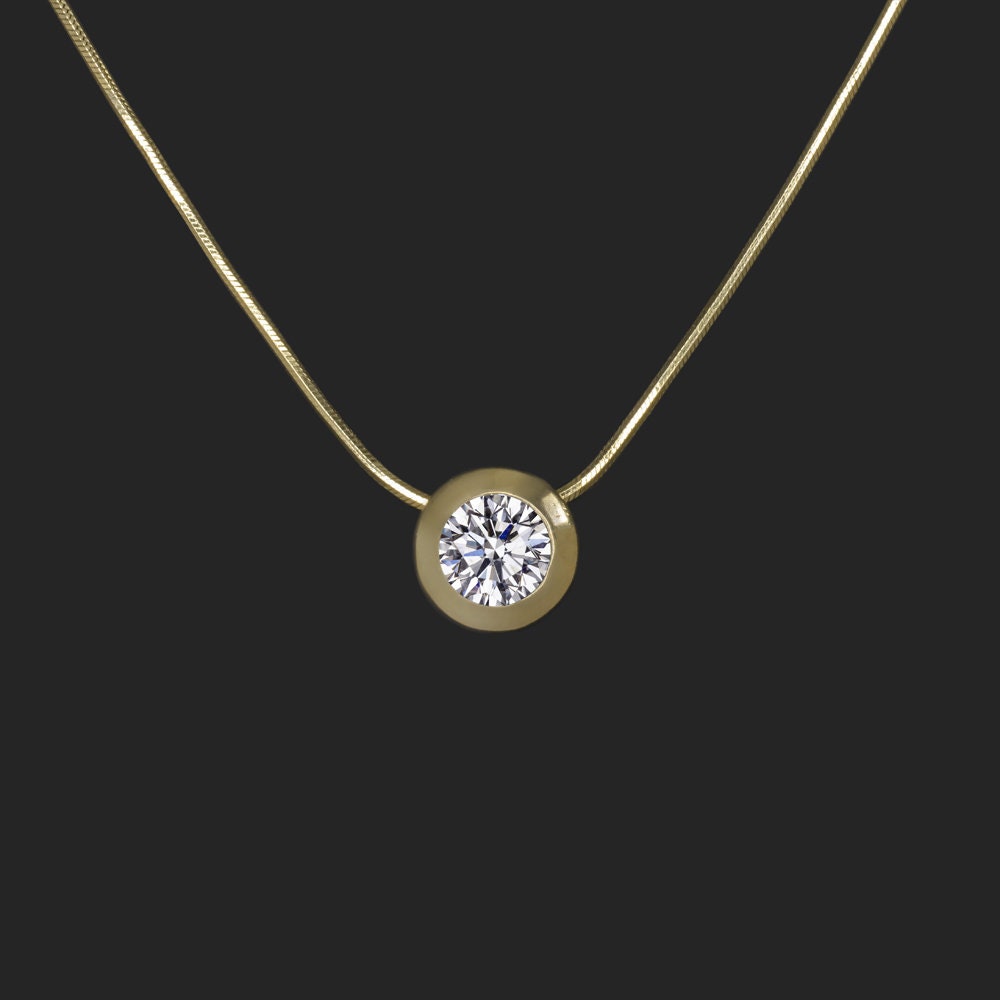 Diamond Solitaire Necklace 0.25 Ct. Diamond Bezel Set Solitaire Necklace  Available as 14k Gold / Rose Gold - Etsy