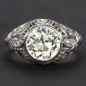 2.27Ct Vintage Diamond Engagement Ring Art Deco Platinum Gia Certified Old Cut (19691)