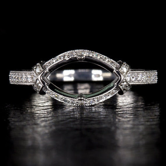 Buy Vintage Marquise Shape East West Engagement Ring Setting 10x5mm Diamond Semi mount Vintage Style Pave MTO 9352 Online in India Etsy