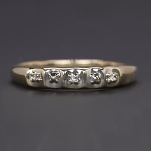 Vintage Diamond Stacking Band Wedding Ring Two Tone 10K Yellow Gold Illusion (20668-20667)