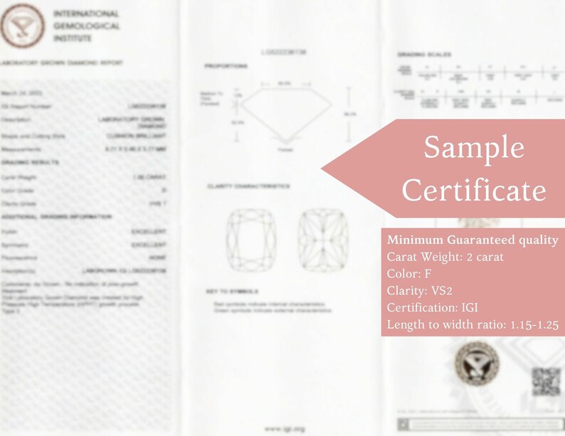 2Ct Lab Created Diamond F Vs2 Igi Certified Elongated Cushion Shape Cut Loose