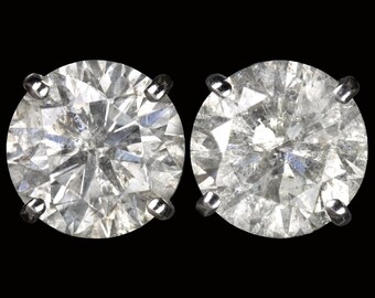 4.40Ct Very Good Cut Natural Diamond Stud Earrings Round Cut White Gold 4.5Ct (21115)