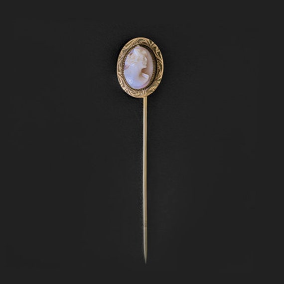 Vintage Cameo Stick Pin Antique Estate Hand Carve… - image 1