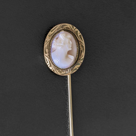 Vintage Cameo Stick Pin Antique Estate Hand Carve… - image 2