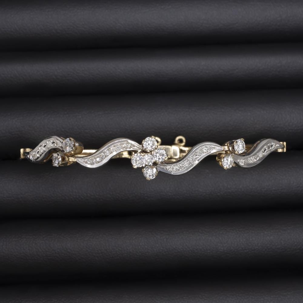 ❤︎R❤︎ 1 Carat Vintage Diamond Bracelet 14gm 14K Gold Mid Century