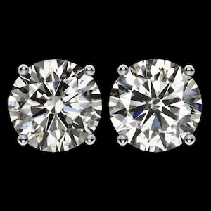 2.04Ct Excellent Cut Diamond Stud Earrings Natural Round Brilliant Pair 2 Carat