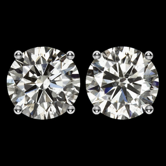 2.04Ct Excellent Cut Diamond Stud Earrings Natural Round Brilliant Pair 2 Carat (17703)