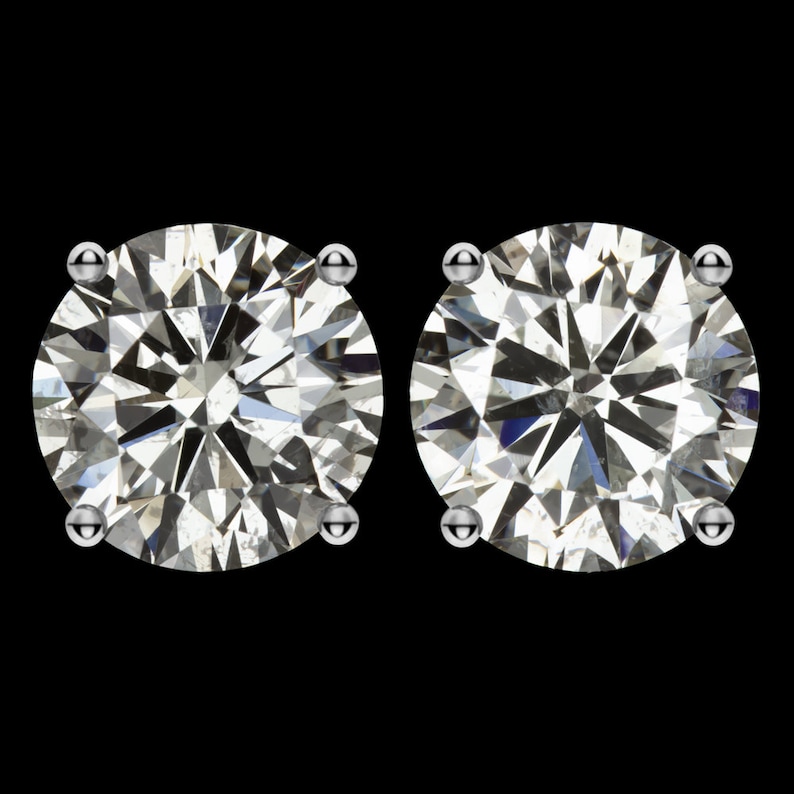 2.04Ct Excellent Cut Diamond Stud Earrings Natural Round Brilliant Pair 2 Carat