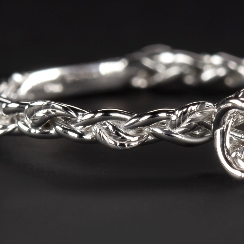 12592 14K White Gold 6mm Solitaire Engagement Ring Setting Twist Vine Braid Semi Mount Round Cut Botanical Nature