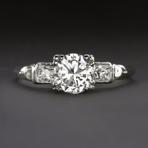 Vintage Diamond Platinum Engagement Ring 0.80Ct F-G Vs1 Round Cut Estate Classic (17604)