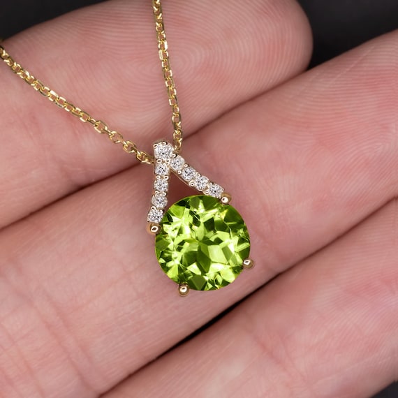 Arizona Peridot and Diamond Necklace in 14K | Gem Shopping Network Official
