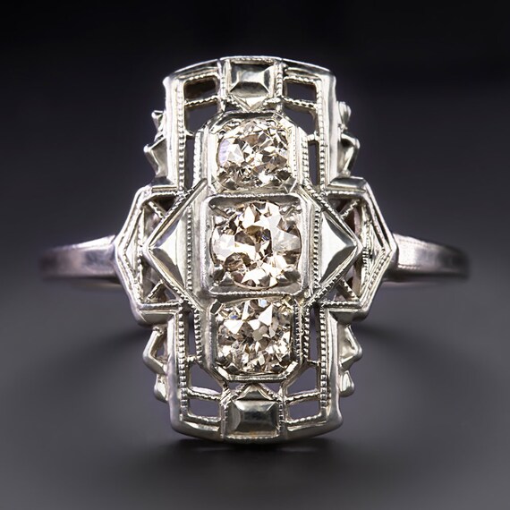 Vintage Diamond Cocktail Ring Art Deco Geometric … - image 1