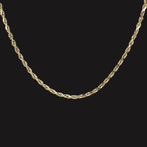 10K Yellow Gold Rope Chain 16.5 Inch 1.2Mm Necklace Classic Twist Mens Ladies (18015)