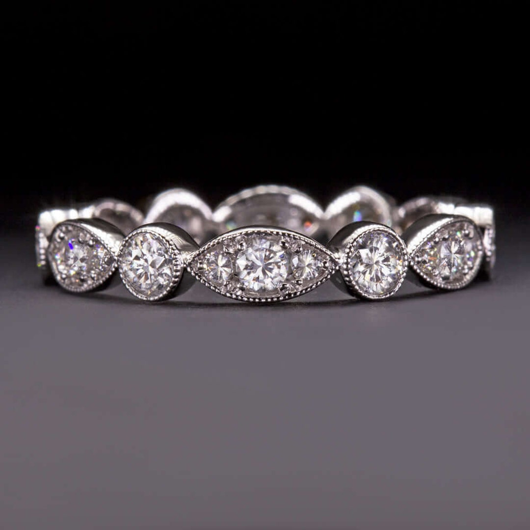 Excellent Cut 1.22C Diamond Eternity Band G Vs2 Vintage Style Wedding ...
