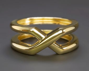 Vintage Tiffany and Co 18K Yellow Gold X Ring 6.6 Gram Criss Cross