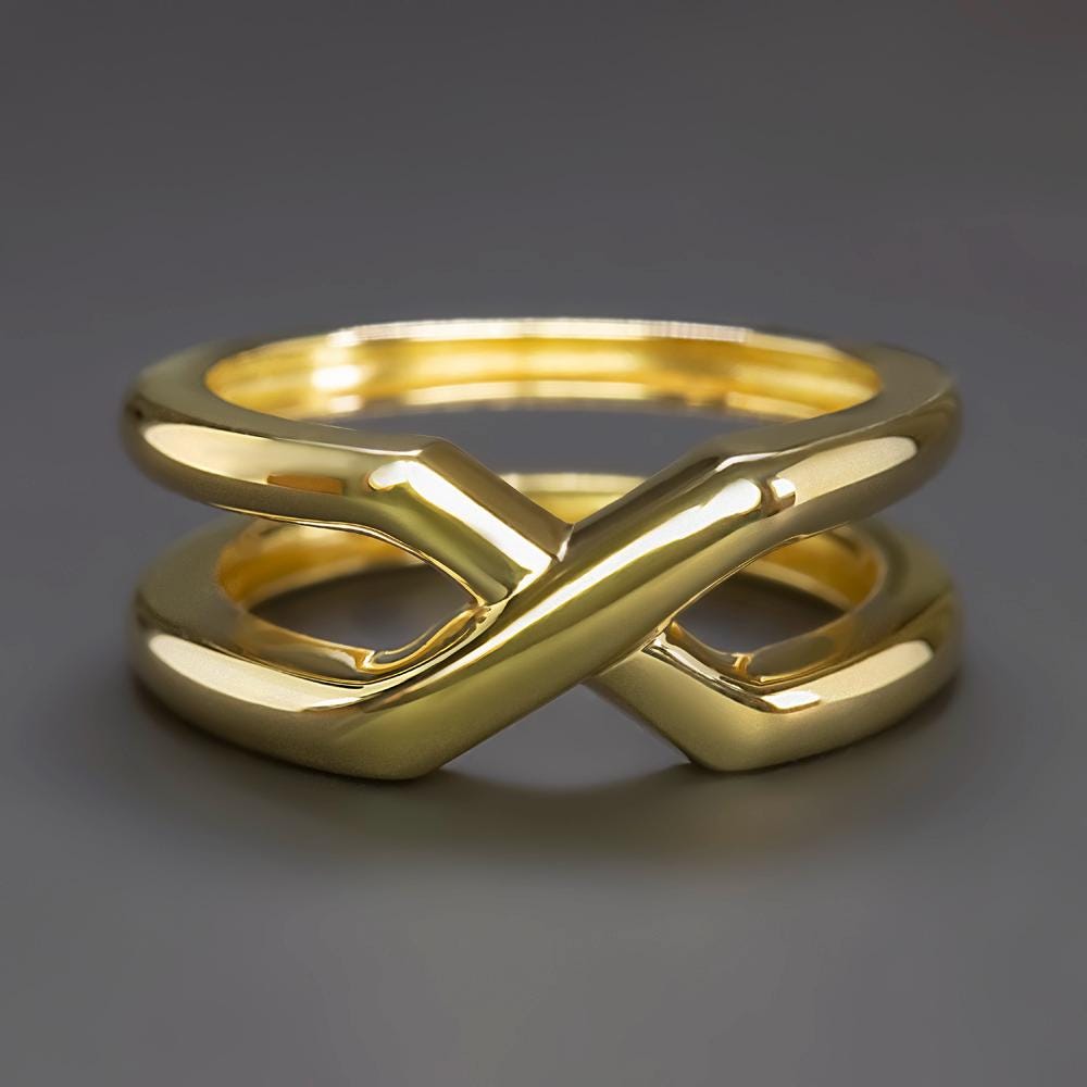 Vintage Tiffany and Co 18K Yellow Gold X Ring 6.6 Gram Criss Cross