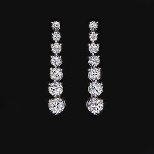 2.20Ct Lab Created Diamond Drop Earrings Graduated Dangle Round Cut 14K Gold (LG-17720)
