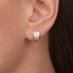 Solid 14K Gold Huggie Hoop Elevated Basic Everyday Earrings White Yellow Rose (MTO 17291)