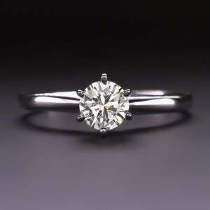 1/2 Carat Natural Diamond Solitaire Ring Round Cut 14K White Gold Engagement (16166)