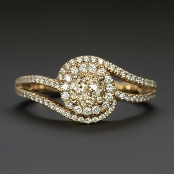 Crown of Light Cut Diamond Engagement Ring Halo Bypass Rose