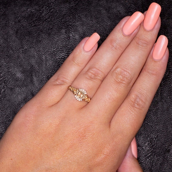 フローラル ナチュラル ダイヤモンド リング セッティング 14K