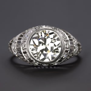 3.06Ct Gia Certified Old European Cut Diamond Engagement Ring Vintage Platinum (21075)