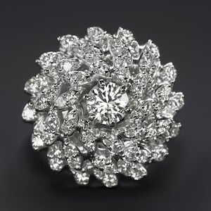 2.05Ct Natural Diamond Ballerina Ring 12 Gram 14K White Gold Statement Cocktail (20825)