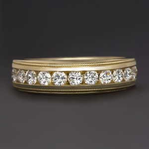 3/4 Carat Natural Diamond Wedding Band 6.2Gm 14K Yellow Gold Mens Ring Natural (16189)