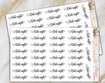 Date Night Hearts Script Planner Stickers, Erin Condren, Happy Planner
