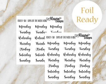 Days of the week MINI Script Planner Stickers | Erin Condren | Happy Planner | Hobonichi | Passion Planner | Monday | Tuesday | Wednesday