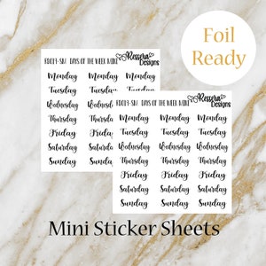 Days of the week MINI Script Planner Stickers | Erin Condren | Happy Planner | Hobonichi | Passion Planner | Monday | Tuesday | Wednesday