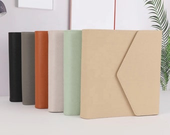 LUXE A5 6 Ring Clutch Planer | Genarbtes Leder | Umschlagknopfverschluss | Journaling | Budgetierung | Planung | Tagesordnung