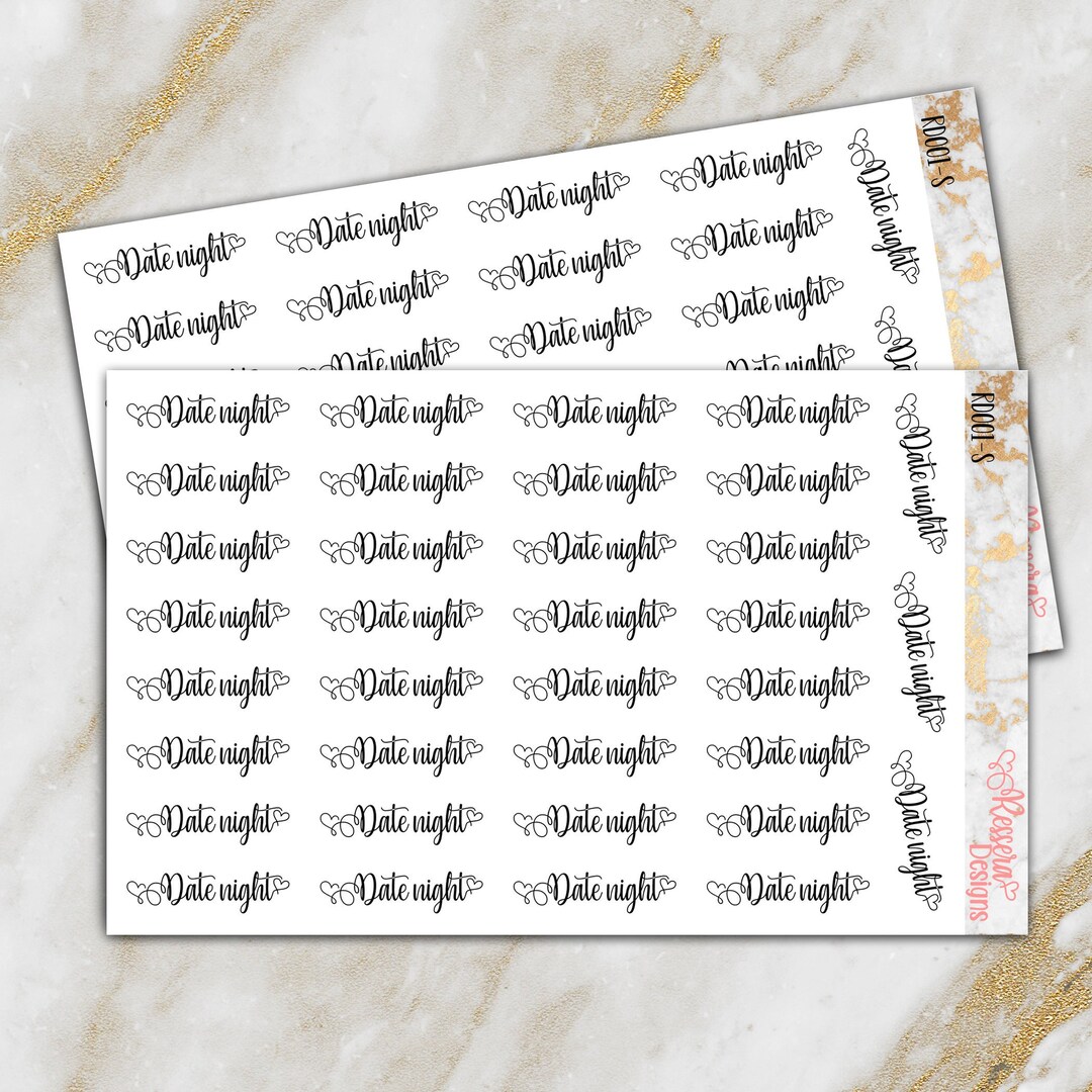 Date Night Hearts Script Planner Stickers, Erin Condren, Happy Planner ...