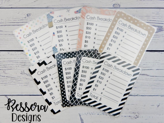 Cash Breakdown Laminated Cards | Cash Withdrawal | Bill Breakdown | Cash Envelopes - 2 Sizes (Vol 1 - 7/14 release) | money | marble | flag