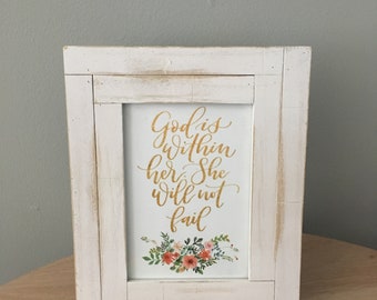 God is Within Her Art Print | Psalm 46:5 | Christian Art Print | Hand ...