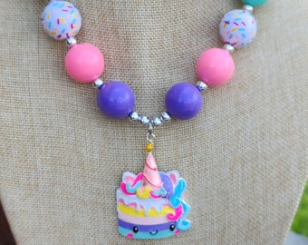 Unicorn Birthday Cake Necklace