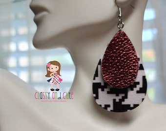 Houndstooth Crimson Earrings