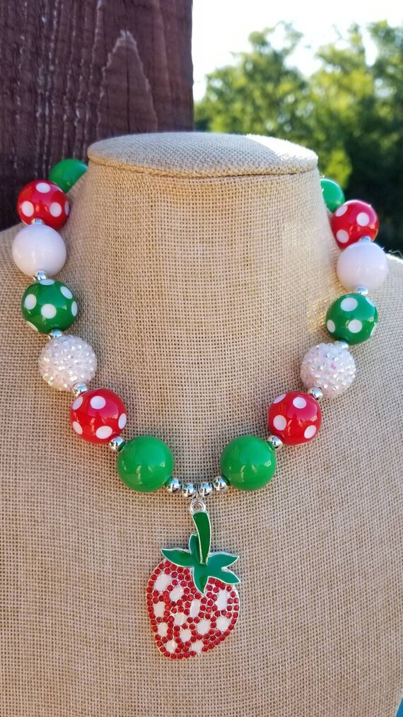 Strawberry Chunky Necklace Etsy