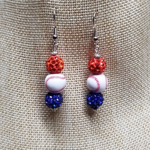 Beaded Baseball Earrings