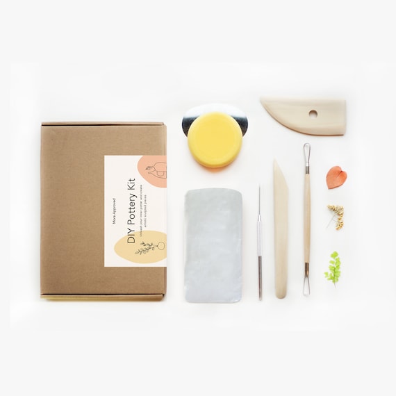 DIY Air Dry Clay Pottery Kit: Beginner Sculpting with Pressed Flowers